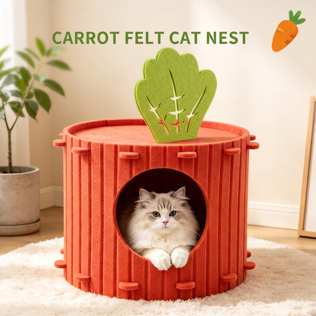 Enclosed felt cat cave bed hideaway