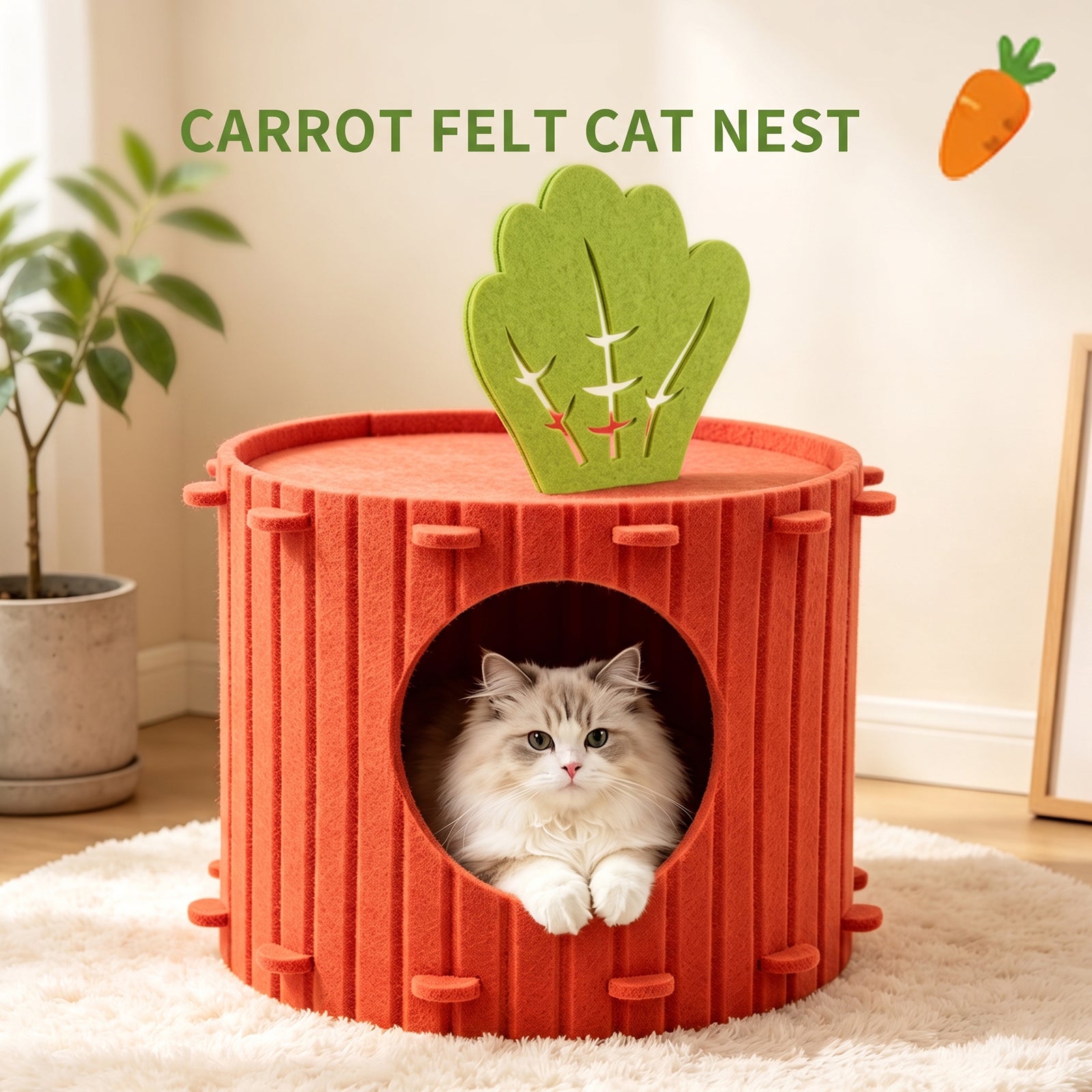Enclosed felt cat cave bed hideaway