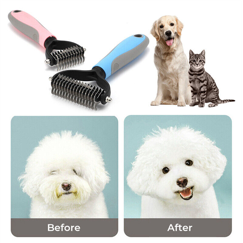 Double sided undercoat rake deshedding comb