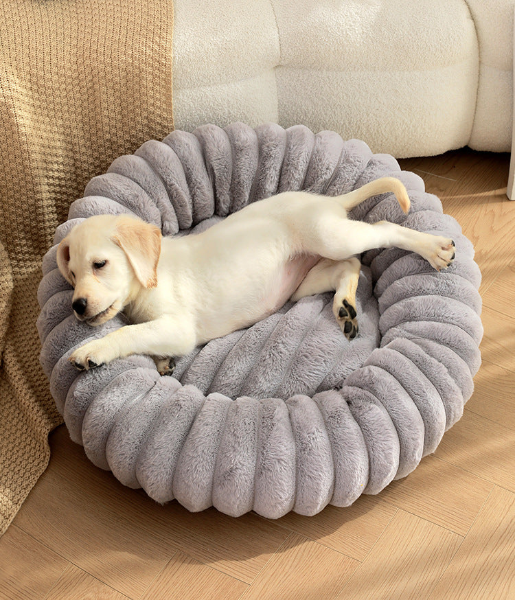 Pet Kennels Long Plush Round Cat Nest Winter Warm Dog Beds Kennel Super Soft Dogs Mat Sofa Pet Deep Sleeping SuppliesPet Products