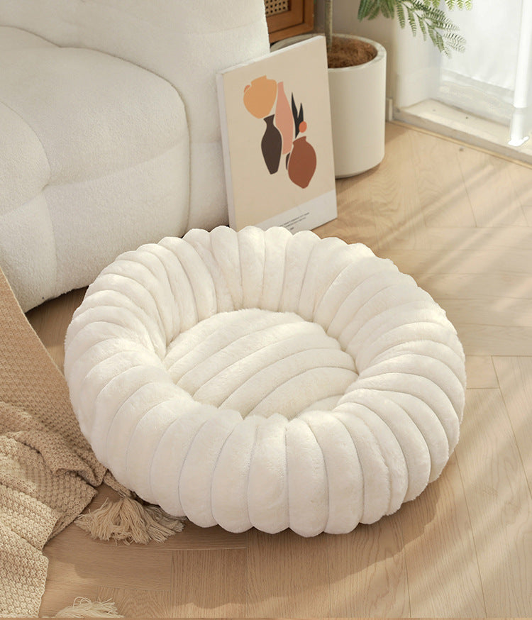 Pet Kennels Long Plush Round Cat Nest Winter Warm Dog Beds Kennel Super Soft Dogs Mat Sofa Pet Deep Sleeping SuppliesPet Products