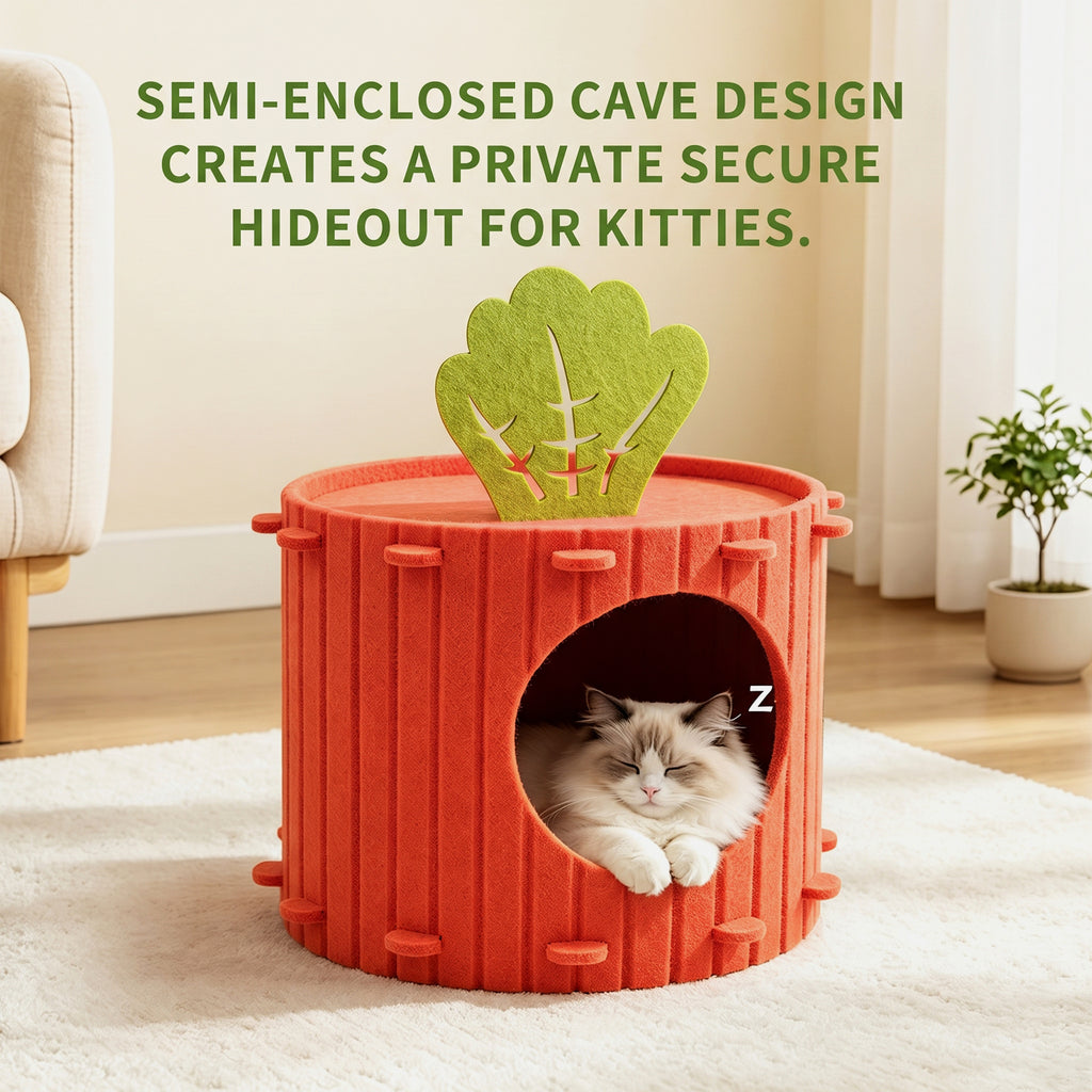 Cat Cave Bed — Enclosed Felt Hideaway for Indoor Cats