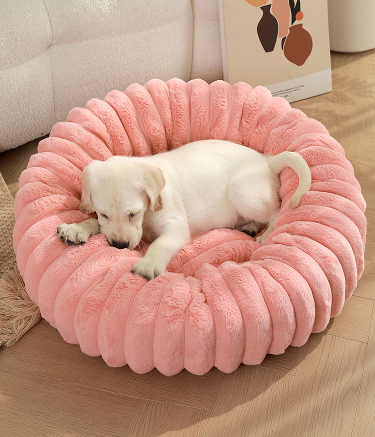 Pet Kennels Long Plush Round Cat Nest Winter Warm Dog Beds Kennel Super Soft Dogs Mat Sofa Pet Deep Sleeping SuppliesPet Products