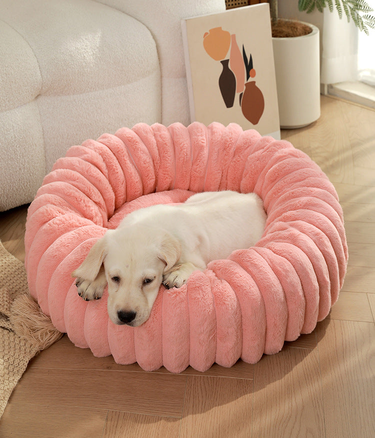 Pet Kennels Long Plush Round Cat Nest Winter Warm Dog Beds Kennel Super Soft Dogs Mat Sofa Pet Deep Sleeping SuppliesPet Products