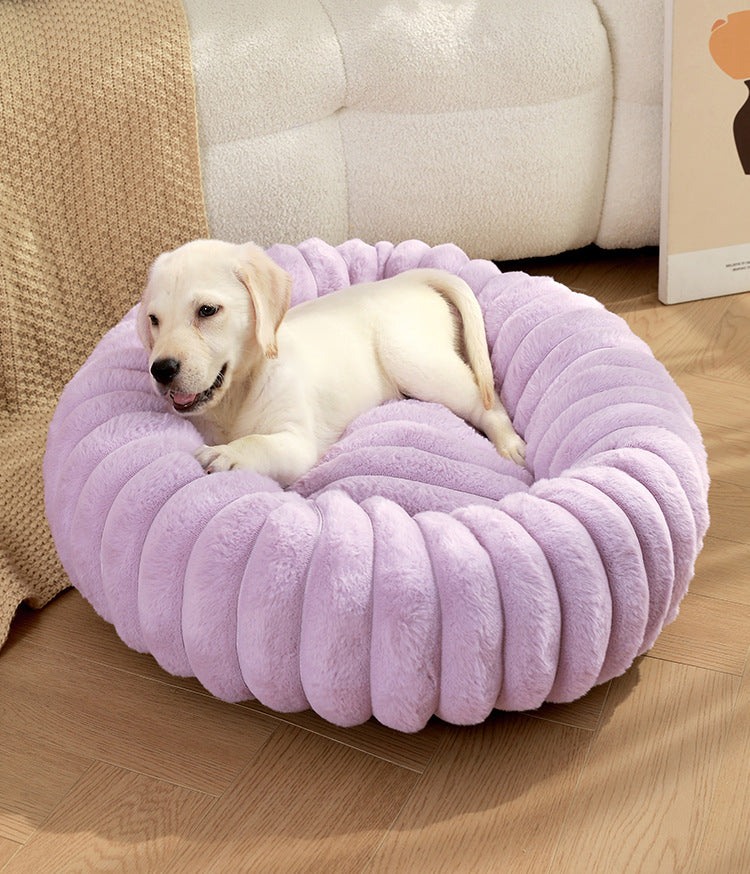 Pet Kennels Long Plush Round Cat Nest Winter Warm Dog Beds Kennel Super Soft Dogs Mat Sofa Pet Deep Sleeping SuppliesPet Products
