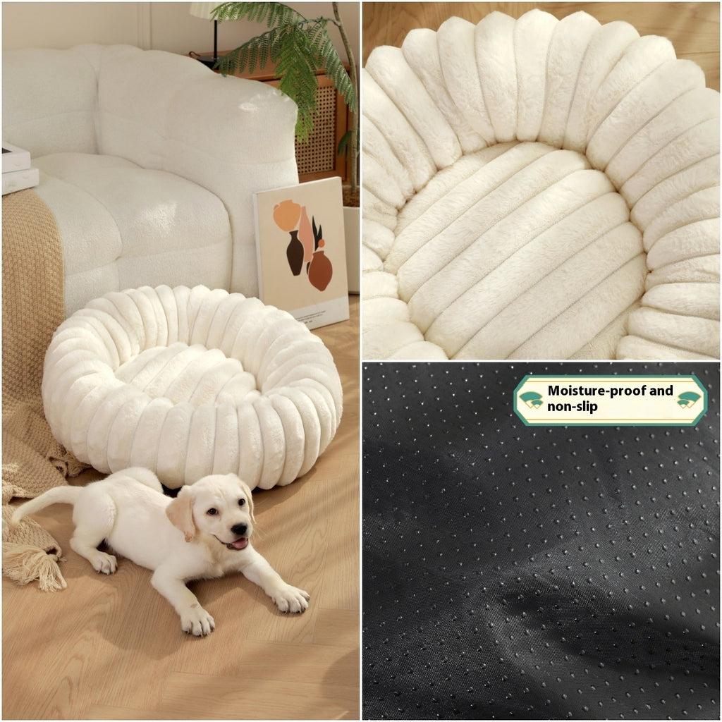 Pet Kennels Long Plush Round Cat Nest Winter Warm Dog Beds Kennel Super Soft Dogs Mat Sofa Pet Deep Sleeping SuppliesPet Products