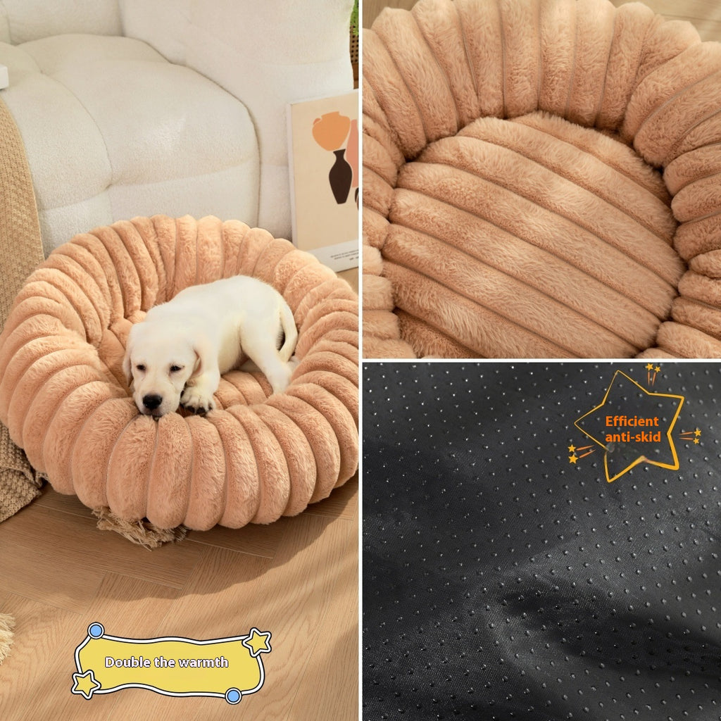 Pet Kennels Long Plush Round Cat Nest Winter Warm Dog Beds Kennel Super Soft Dogs Mat Sofa Pet Deep Sleeping SuppliesPet Products