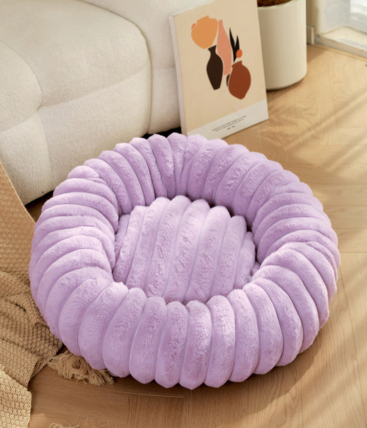 Pet Kennels Long Plush Round Cat Nest Winter Warm Dog Beds Kennel Super Soft Dogs Mat Sofa Pet Deep Sleeping SuppliesPet Products