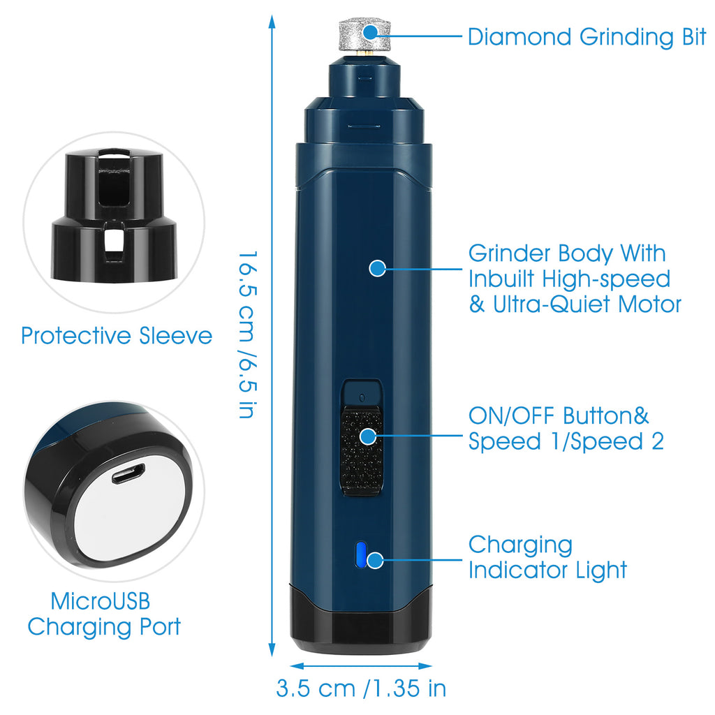 Electric Pet Nail Grinder — Quiet Rechargeable Paw Trimmer