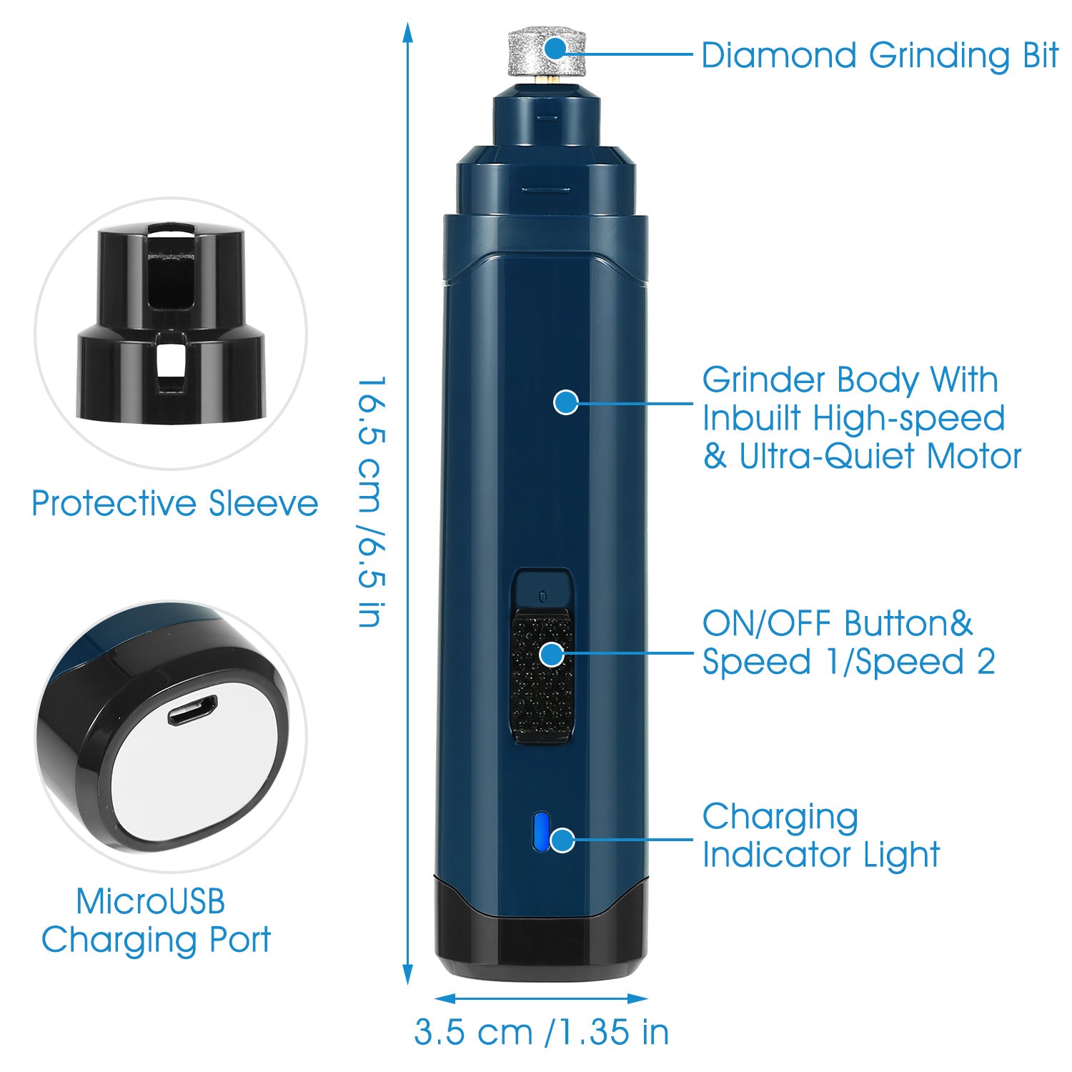 Electric Pet Nail Grinder — Quiet Rechargeable Paw Trimmer