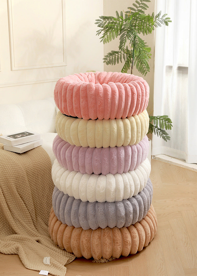 Pet Kennels Long Plush Round Cat Nest Winter Warm Dog Beds Kennel Super Soft Dogs Mat Sofa Pet Deep Sleeping SuppliesPet Products