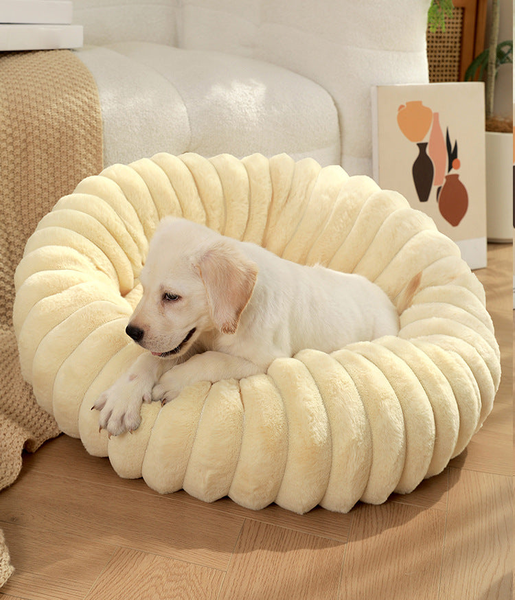 Pet Kennels Long Plush Round Cat Nest Winter Warm Dog Beds Kennel Super Soft Dogs Mat Sofa Pet Deep Sleeping SuppliesPet Products