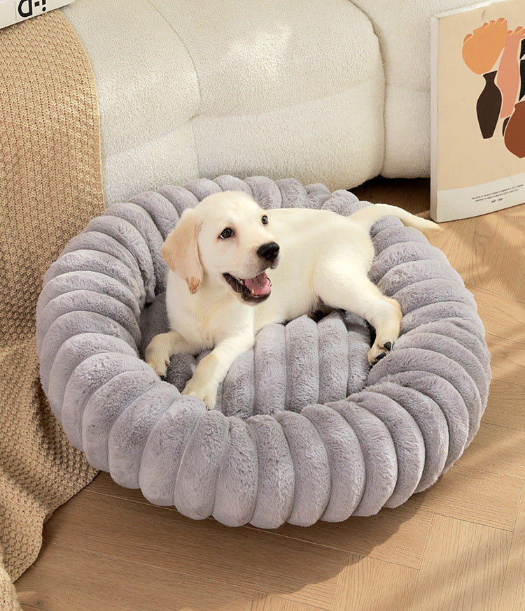 Pet Kennels Long Plush Round Cat Nest Winter Warm Dog Beds Kennel Super Soft Dogs Mat Sofa Pet Deep Sleeping SuppliesPet Products