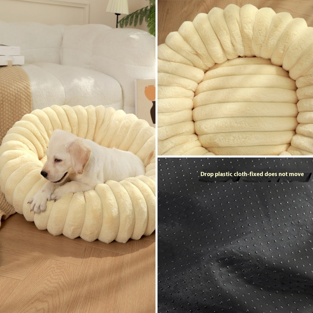 Pet Kennels Long Plush Round Cat Nest Winter Warm Dog Beds Kennel Super Soft Dogs Mat Sofa Pet Deep Sleeping SuppliesPet Products