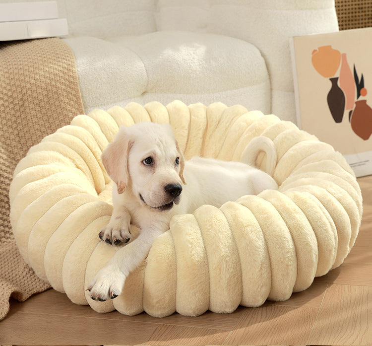 Pet Kennels Long Plush Round Cat Nest Winter Warm Dog Beds Kennel Super Soft Dogs Mat Sofa Pet Deep Sleeping SuppliesPet Products