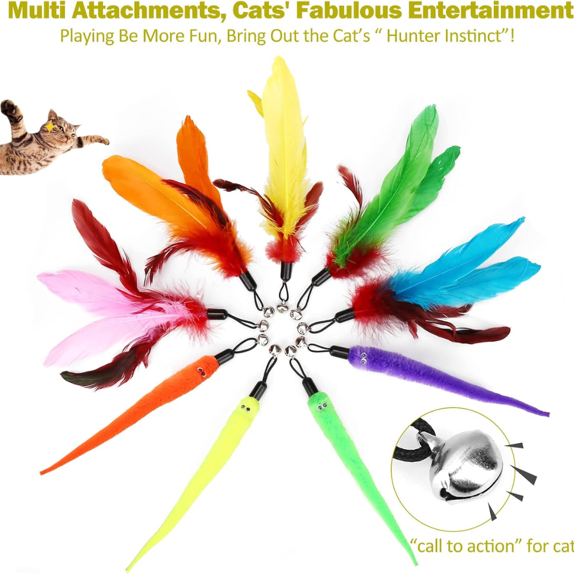 Cat Teaser Wand — Feather Refill Set