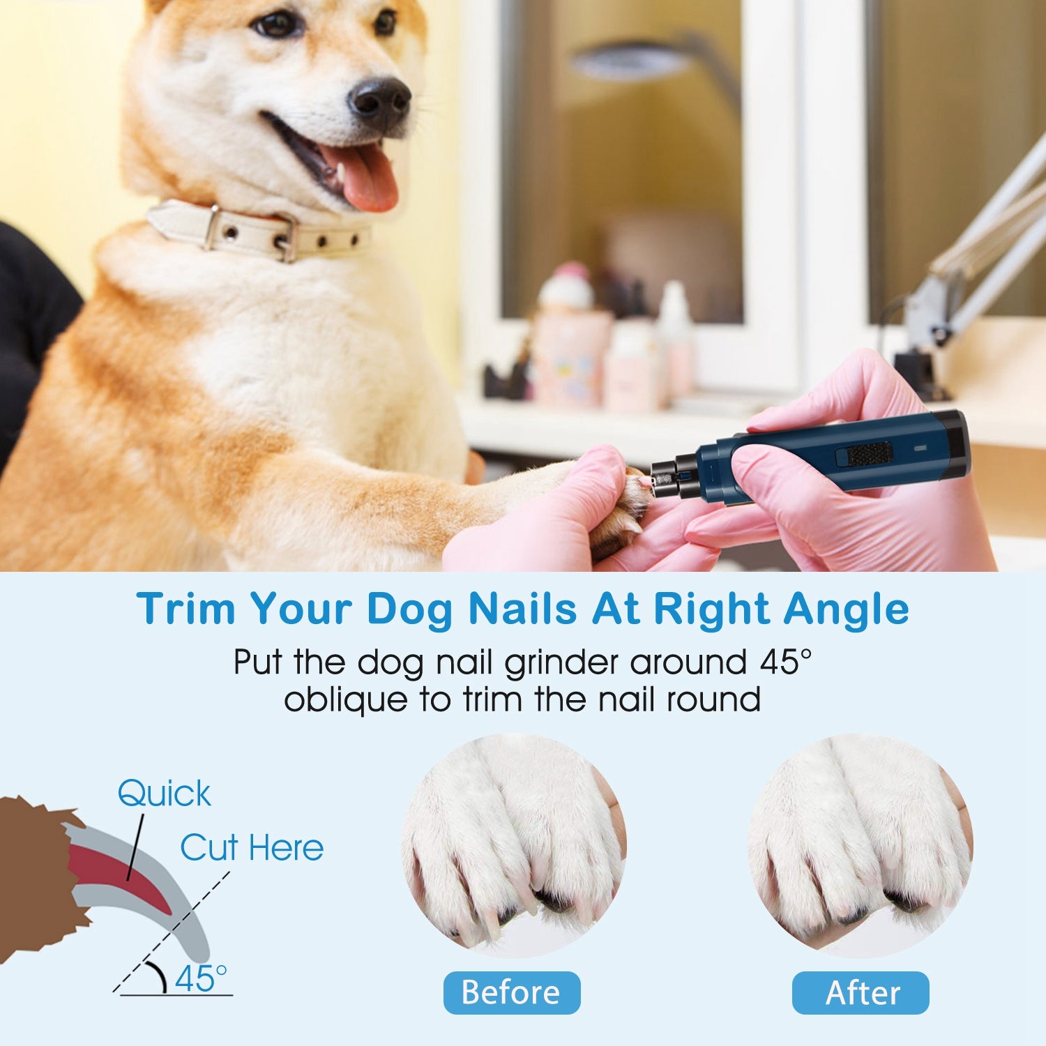 Electric Pet Nail Grinder — Quiet Rechargeable Paw Trimmer