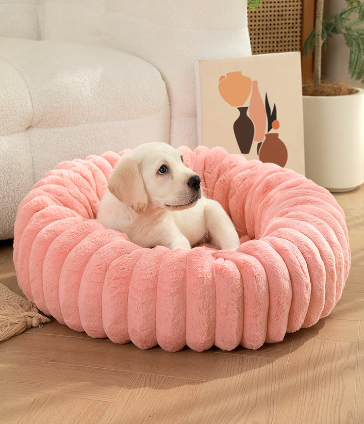 Pet Kennels Long Plush Round Cat Nest Winter Warm Dog Beds Kennel Super Soft Dogs Mat Sofa Pet Deep Sleeping SuppliesPet Products