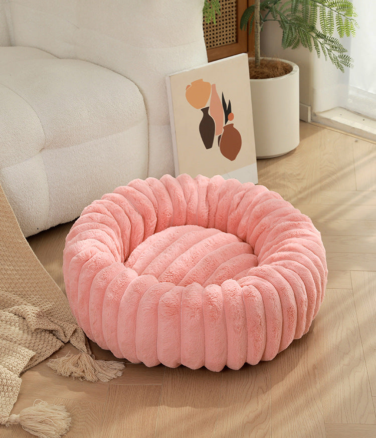 Pet Kennels Long Plush Round Cat Nest Winter Warm Dog Beds Kennel Super Soft Dogs Mat Sofa Pet Deep Sleeping SuppliesPet Products