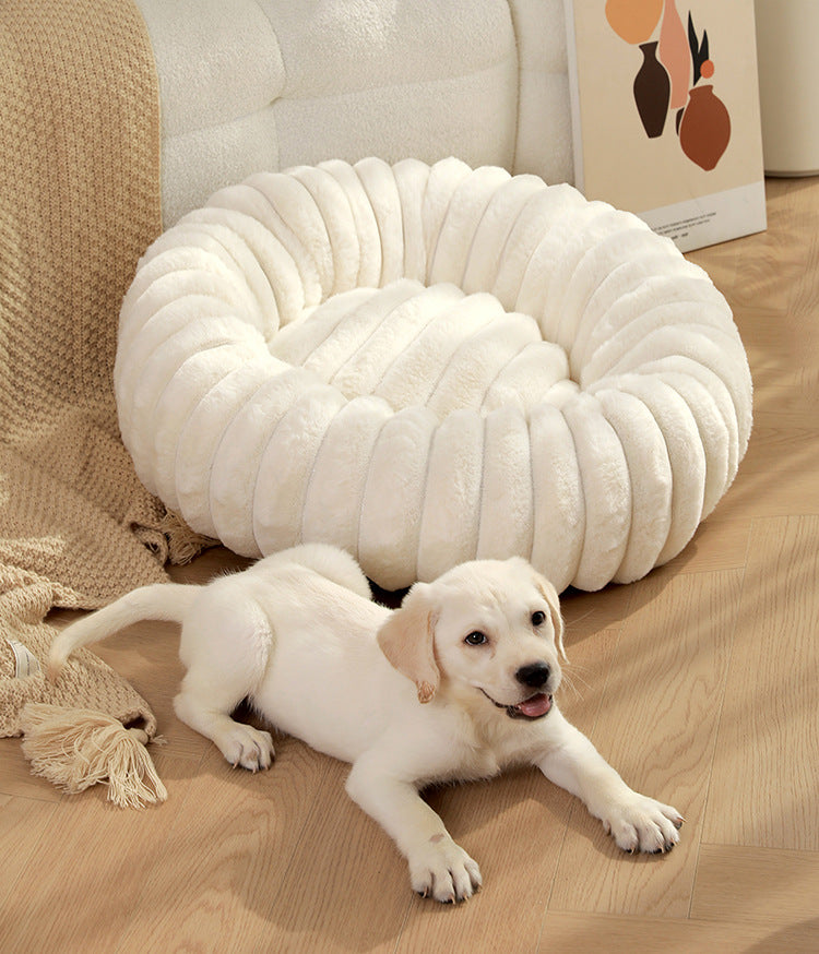 Pet Kennels Long Plush Round Cat Nest Winter Warm Dog Beds Kennel Super Soft Dogs Mat Sofa Pet Deep Sleeping SuppliesPet Products
