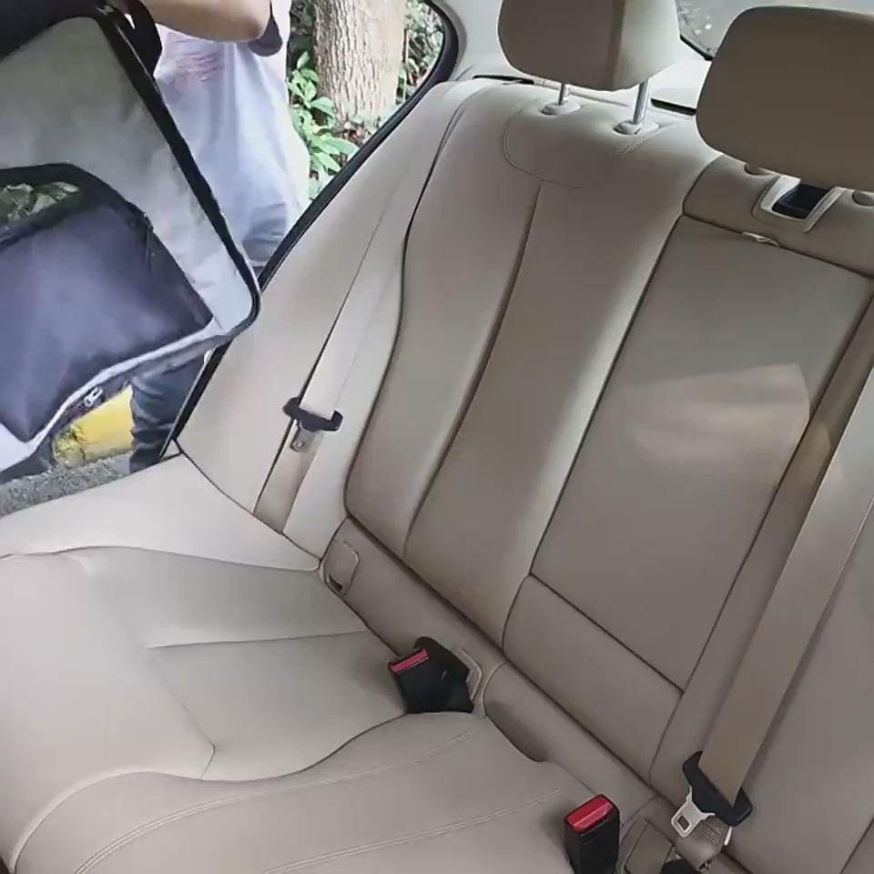 Foldable Car Pet Bed — Waterproof Travel Carrier with Safety Strap